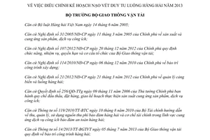 Quyết định 3245/QĐ-BGTVT năm 2013 nạo vét duy tu luồng hàng hải