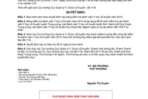 Quyết định 4127/QĐ-BYT năm 2013 bảng kiểm tra bệnh viện Y học cổ truyền