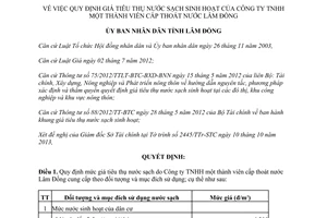 Quyết định 48/2013/QĐ-UBND giá tiêu thụ nước sạch Lâm Đồng