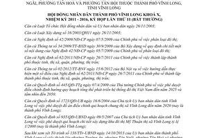 Nghị quyết 12/NQ-HĐND năm 2013 thành lập phường Trường An Tân Ngãi Tân Hoà Tân Hội Vĩnh Long