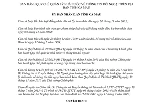 Quyết định 14/2013/QĐ-UBND Quy chế quản lý nhà nước thông tin đối ngoại Cà Mau