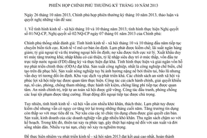 Nghị quyết 117/NQ-CP về phiên họp Chính phủ thường kỳ tháng 10 năm 2013