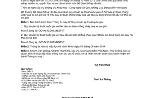 Thông tư 40/2013/TT-BGTVT Quy chuẩn kỹ thuật quốc gia Kết cấu an toàn chống cháy xe cơ giới