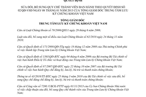 Quyết định 158/QĐ-VSD 2013 sửa đổi Quy chế Thành viên theo 02/QĐ-VSD Trung tâm Lưu ký Chứng khoán