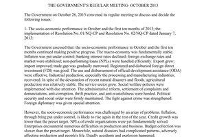 Resolution No. 117/NQ-CP the Government’s regular meeting October 2013