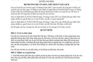 Quyết định 3878/QĐ-BVHTTDL chức năng nhiệm vụ quyền hạn cơ cấu tổ chức cục di sản văn hóa 2013