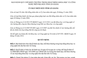 Quyết định 41/2013/QĐ-UBND Quy chế khen thưởng hoạt động khoa học công nghệ An Giang