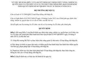 Quyết định 1180/QĐ-BNV năm 2013 Quy định chức năng tổ chức Vụ Tổ chức phi chính phủ