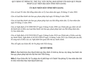 Quyết định 40/2013/QĐ-UBND trình tự thủ tục ban hành văn bản quy phạm pháp luật Tiền Giang