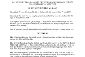 Quyết định 40/2013/QĐ-UBND thủ tục hành chính cơ chế một cửa liên thông Sở Tư pháp An Giang