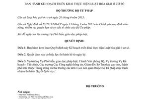 Quyết định 2611/QĐ-BTP năm 2013 Kế hoạch thực hiện Luật hòa giải cơ sở