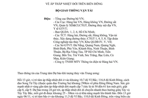 Công điện 66/CĐ-BGTVT năm 2013 áp thấp nhiệt đới trên biển Đông