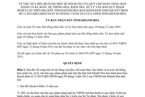 Quyết định 26/2013/QĐ-UBND Quy chế soạn thảo xử lý văn bản pháp luật Khánh Hòa