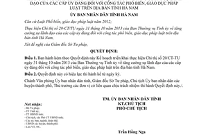 Quyết định 1285/QĐ-UBND năm 2013 Kế hoạch tăng cường phổ biến giáo dục pháp luật Hà Nam