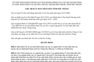 Quyết định 1105/QĐHC-CTUBND năm 2013 Chỉ số cải cách hành chính Sóc Trăng