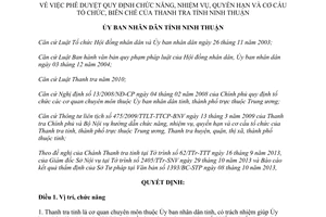 Quyết định 73/2013/QĐ-UBND chức năng nhiệm vụ quyền hạn cơ cấu biên chế thanh tra Ninh Thuận