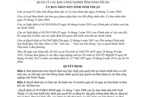 Quyết định 74/2013/QĐ-UBND thủ tục hành chính một cửa Ban Quản lý khu công nghiệp Ninh Thuận