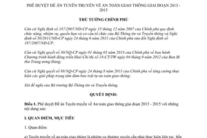 Quyết định 2043/QĐ-TTg 2013 duyệt Đề án Tuyên truyền An toàn giao thông 2013 2015