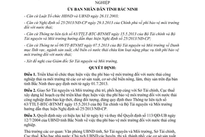 Quyết định 404/QĐ-UBND năm 2013 thu phí bảo vệ môi trường nước thải công nghiệp Bắc Ninh