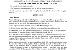 Nghị quyết 01/2013/NQ-HĐTP hướng dẫn áp dụng Điều 60 Bộ Luật hình sự án treo