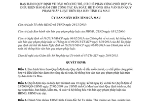 Quyết định 15/2013/QĐ-UBND phân công phối hợp rà soát hệ thống hóa văn bản pháp luật Cà Mau
