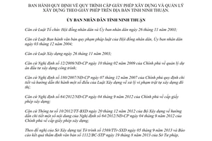 Quyết định 75/2013/QĐ-UBND quy trình cấp giấy phép xây dựng quản lý xây dựng Ninh Thuận
