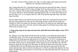 Chỉ thị 04/CT-BTC năm 2013 tăng cường thu tiết kiệm chi ngân sách tháng cuối