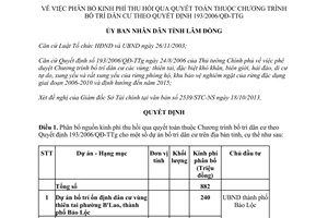 Quyết định 2234/QĐ-UBND năm 2013 phân bổ quyết toán Chương trình bố trí dân cư Lâm Đồng