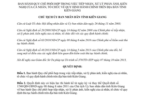 Quyết định 2662/QĐ-UBND năm 2013 xử lý phản ánh kiến nghị quy định hành chính Kiên Giang