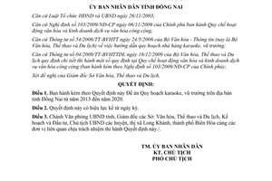 Quyết định 3630/QĐ-UBND năm 2013 Đề án Quy hoạch karaoke vũ trường Đồng Nai 2013 2020