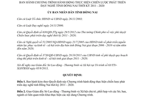 Quyết định 3631/QĐ-UBND năm 2013 phát triển dạy nghề Đồng Nai 2011 2020