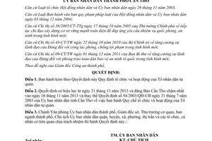 Quyết định 26/2013/QĐ-UBND tổ chức hoạt động Tổ nhân dân tự quản Cần Thơ