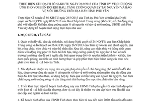 Kế hoạch 106/KH-UBND năm 2013 thực hiện Kế hoạch ứng phó biến đổi khí hậu Phú Yên