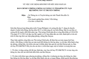 Công điện 1465/CĐ-PCLB&TKCN năm 2013 chủ động đối phó siêu bão Haiyan