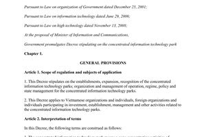Decree No. 154/2013/ND-CP the concentrated information technology park