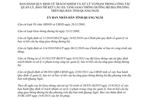 Quyết định 50/2013/QĐ-UBND Quy định xử lý vi phạm bảo trì kết cấu hạ tầng giao thông Quảng Ngãi