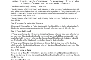 Thông tư 47/2013/TT-BNNPTNT chuyển đổi trồng lúa sang trồng cây hàng năm kết hợp nuôi trồng thủy sản