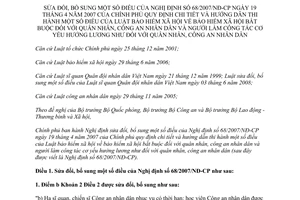 Nghị định 153/2013/NĐ-CP sửa đổi 68/2007/NĐ-CP bảo hiểm xã hội quân nhân công an nhân dân