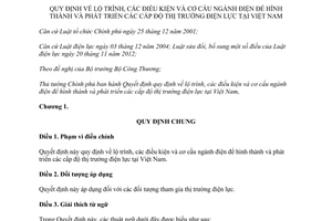 Quyết định 63/2013/QĐ-TTg lộ trình điều kiện cơ cấu ngành điện phát triển cấp độ thị trường điện lực