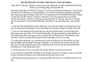 Công điện 4156/CĐ-BVHTTDL năm 2013 ứng phó bão 14