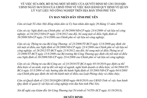 Quyết định 34/2013/QĐ-UBND sửa đổi Quyết định qquản lý vật liệu nổ công nghiệp Phú Yên