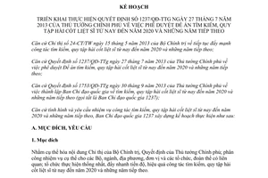 Kế hoạch 252/KH-BCĐQG1237 năm 2013 Đề án tìm kiếm quy tập hài cốt liệt sĩ đến 2020