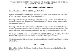 Quyết định 2263/QĐ-UBND 2013 điều chỉnh rút vốn bổ sung đầu tư công trình dự án Lâm Đồng