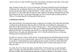 Thông báo 411/TB-VPCP năm 2013 kết luận buổi làm việc với lãnh đạo tỉnh Kon Tum