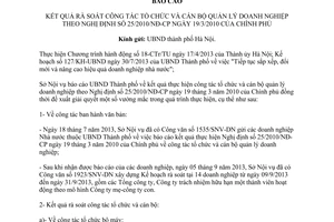 Báo cáo 2581/BC-SNV(DN) quản lý doanh nghiệp theo Nghị định 25/2010/NĐ-CP Hà Nội