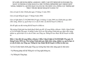 Quyết định 65/2013/QĐ-TTg sửa đổi Quyết định 54/2010/QĐ-TTg chức năng nhiệm vụ Tổng cục Thống kê