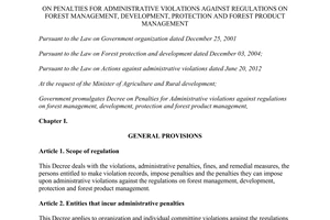 Decree No. 157/2013/NĐ-CP penalties for administrative violations against regulations on forest management