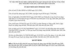 Quyết định 417/QĐ-UBND 2013 phê duyệt điều chỉnh bổ sung quy hoạch xây dựng vùng Bắc Ninh 2030 tầm nhìn 2050
