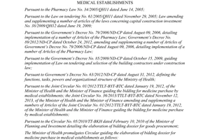 Circular No. 37/2013/TT-BYT elaboration of bidding dossier for medicine purchase medical establishments