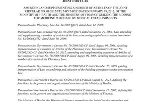 Joint circular No. 36/2013/TTLT-BYT-BTC the bidding for medicine purchase by medical establishments